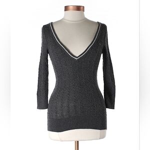 Vintage Y2KAbercrombie & Fitch Women's Dark Gray V-Neck Sweater